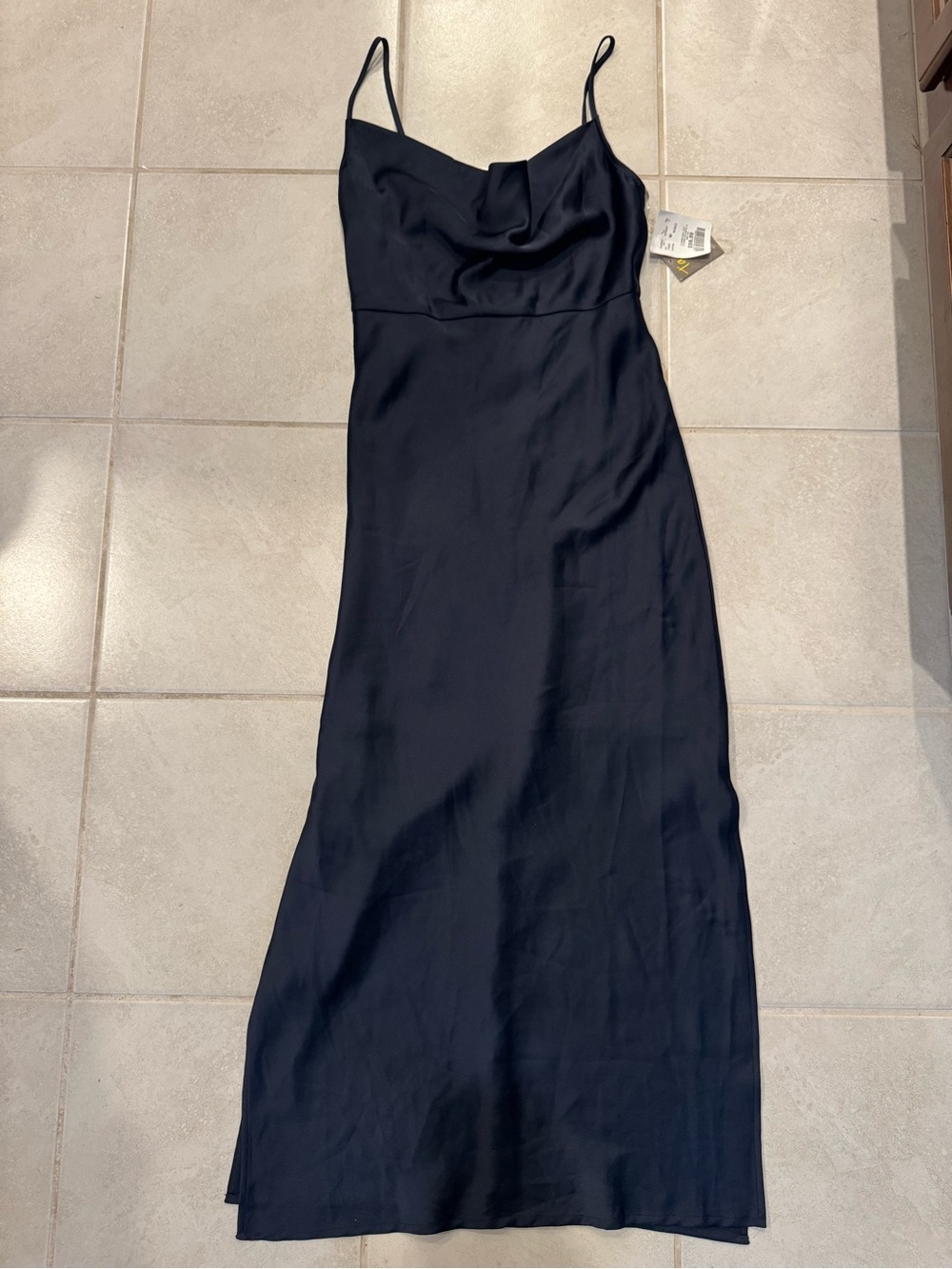 Taylor Navy Blue Satin Cowl Slip Midi Dress Sz 4